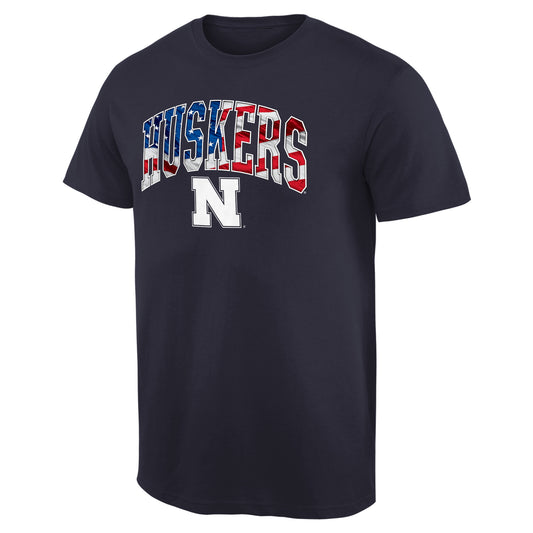 Men's Navy Nebraska Huskers Banner Arch T-Shirt