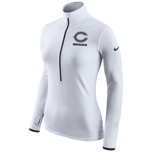 Women's Nike White Chicago Bears Champ Drive Pro Hyperwarm Half-Zip Jacket
