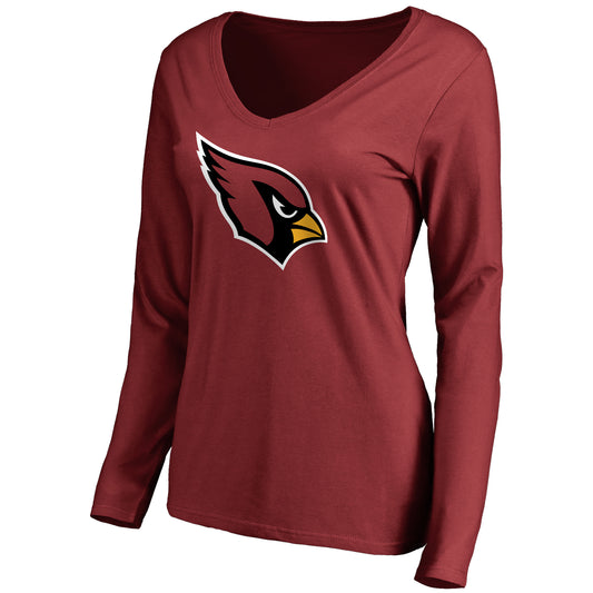 Women's NFL Pro Line Cardinal Arizona Cardinals Primary Team Logo Long Sleeve T-Shirt