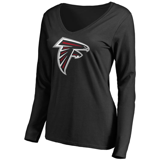 Women's NFL Pro Line Black Atlanta Falcons Primary Team Logo Long Sleeve T-Shirt