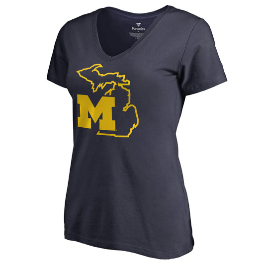 Women's Navy Michigan Wolverines Tradition State T-Shirt