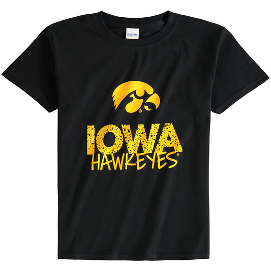 Youth Black Iowa Hawkeyes Crew Neck T-Shirt