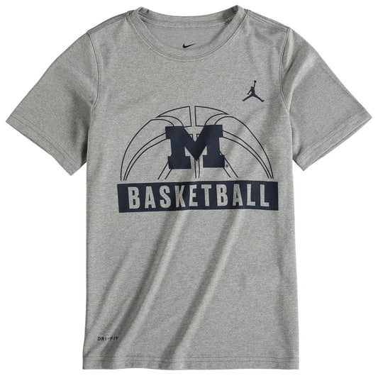 Men's Jordan Brand Gray Michigan Wolverines Basketball Logo Performance T-Shirt