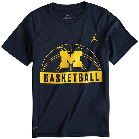 Men's Jordan Brand Navy Michigan Wolverines Basketball Logo Performance T-Shirt