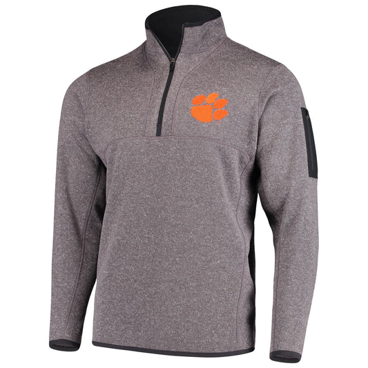 Men's Antigua Charcoal Clemson Tigers Fortune Half-Zip Sweatshirt