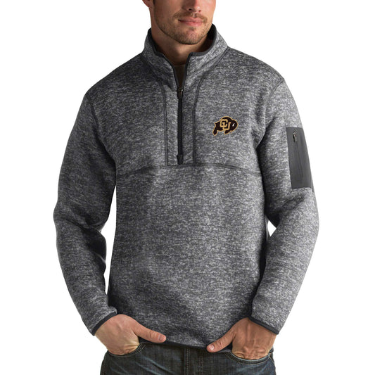 Men's Antigua Charcoal Colorado Buffaloes Fortune Half-Zip Sweatshirt