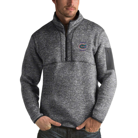 Men's Antigua Charcoal Florida Gators Fortune Half-Zip Sweatshirt