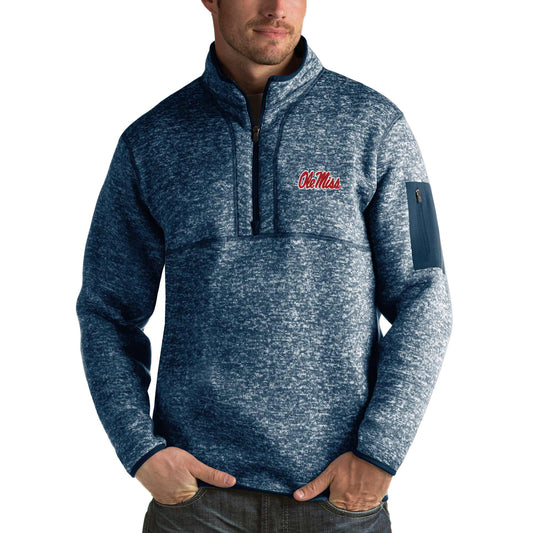 Men's Antigua Navy Ole Miss Rebels Fortune Half-Zip Sweatshirt