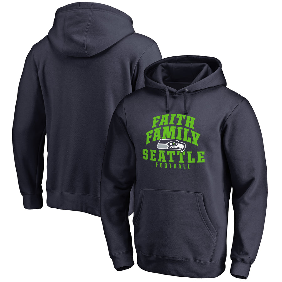 Men's NFL Pro Line Navy Seattle Seahawks Faith Family Pullover Hoodie