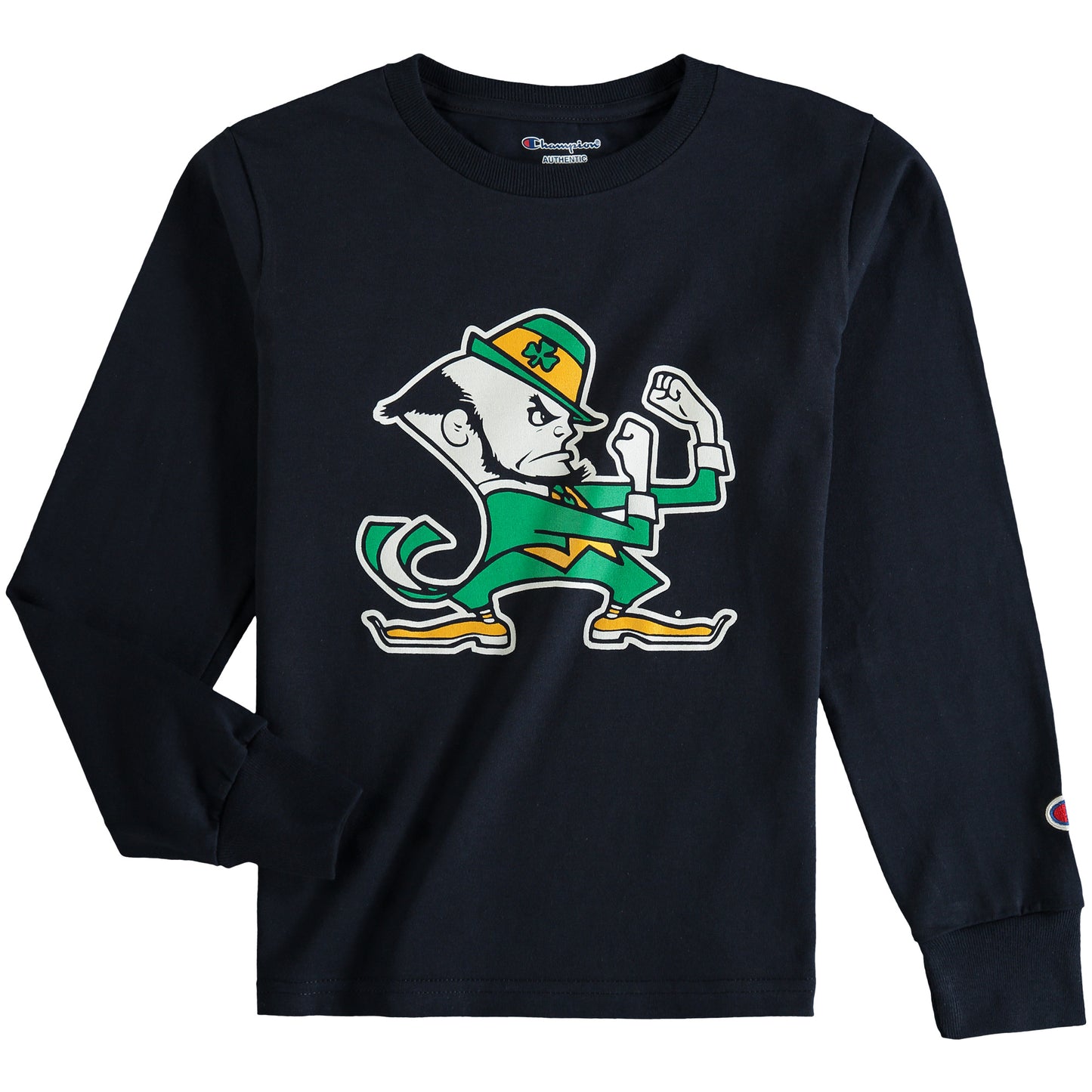 Youth Champion Navy Notre Dame Fighting Irish Primary Logo Long Sleeve T-Shirt