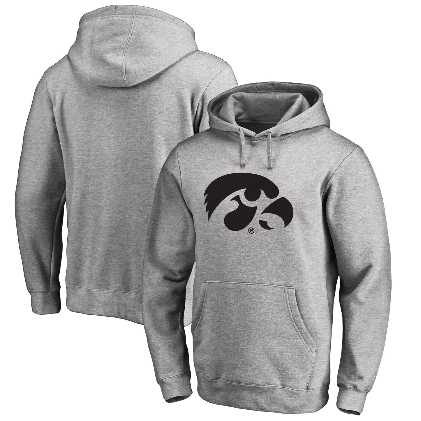 Men's Ash Iowa Hawkeyes Primary Team Logo Pullover Hoodie