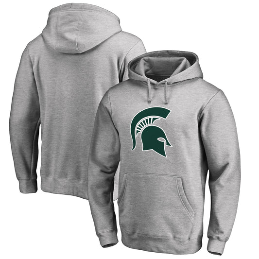 Men's Ash Michigan State Spartans Primary Team Logo Pullover Hoodie