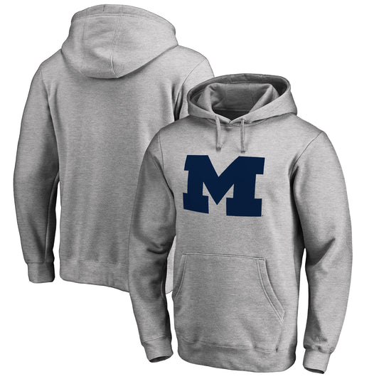 Men's Ash Michigan Wolverines Primary Team Logo Pullover Hoodie