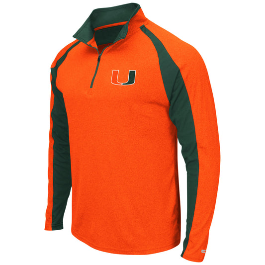 Men's Colosseum Heathered Orange Miami Hurricanes The J. Peterman Quarter-Zip Pullover Jacket