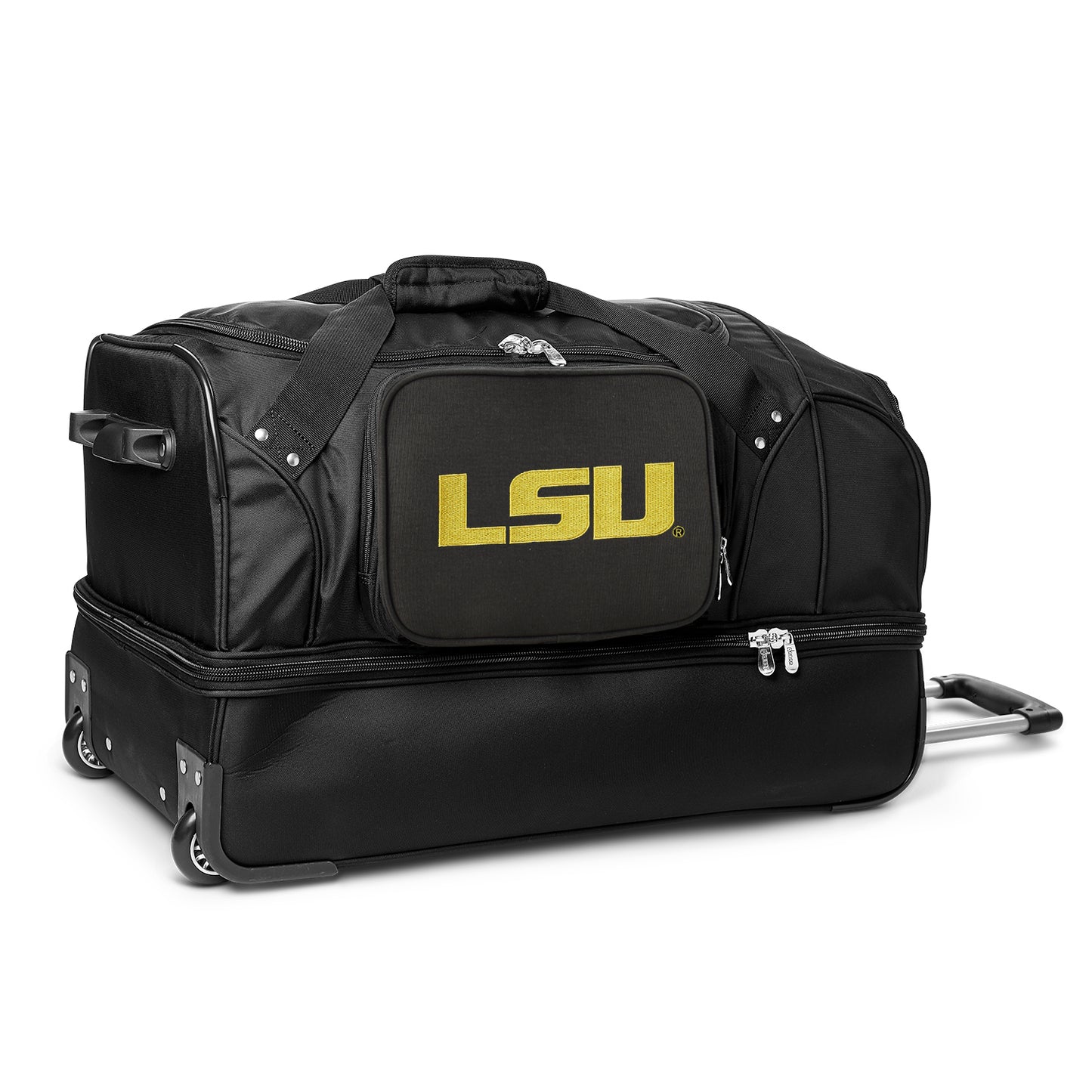 MOJO LSU Tigers Black 27'' 2-Wheel Drop Bottom Rolling Duffel Bag