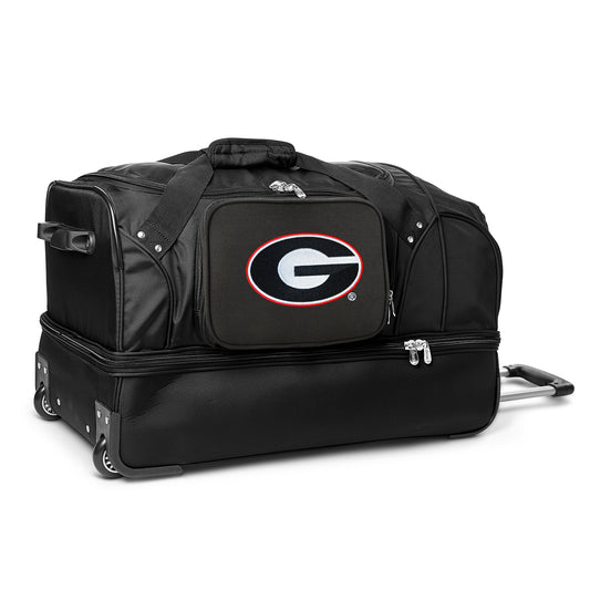 MOJO Georgia Bulldogs Black 27'' 2-Wheel Drop Bottom Rolling Duffel Bag