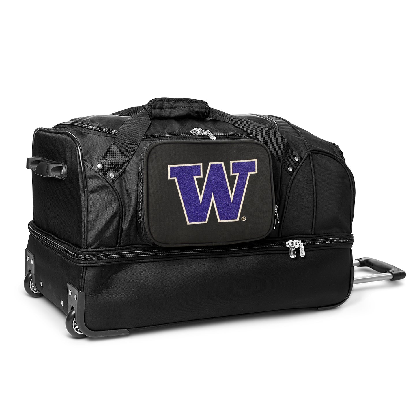 MOJO Washington Huskies Black 27'' 2-Wheel Drop Bottom Rolling Duffel Bag