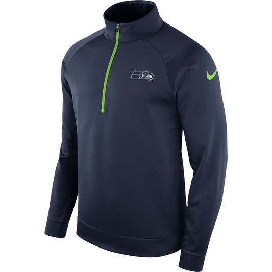 Men's Nike Navy Seattle Seahawks Lightweight Half-Zip Therma Pullover Jacket