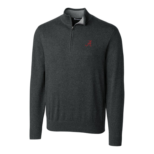 Men's Cutter & Buck Heather Charcoal Alabama Crimson Tide Big & Tall Lakemont Half-Zip Jacket