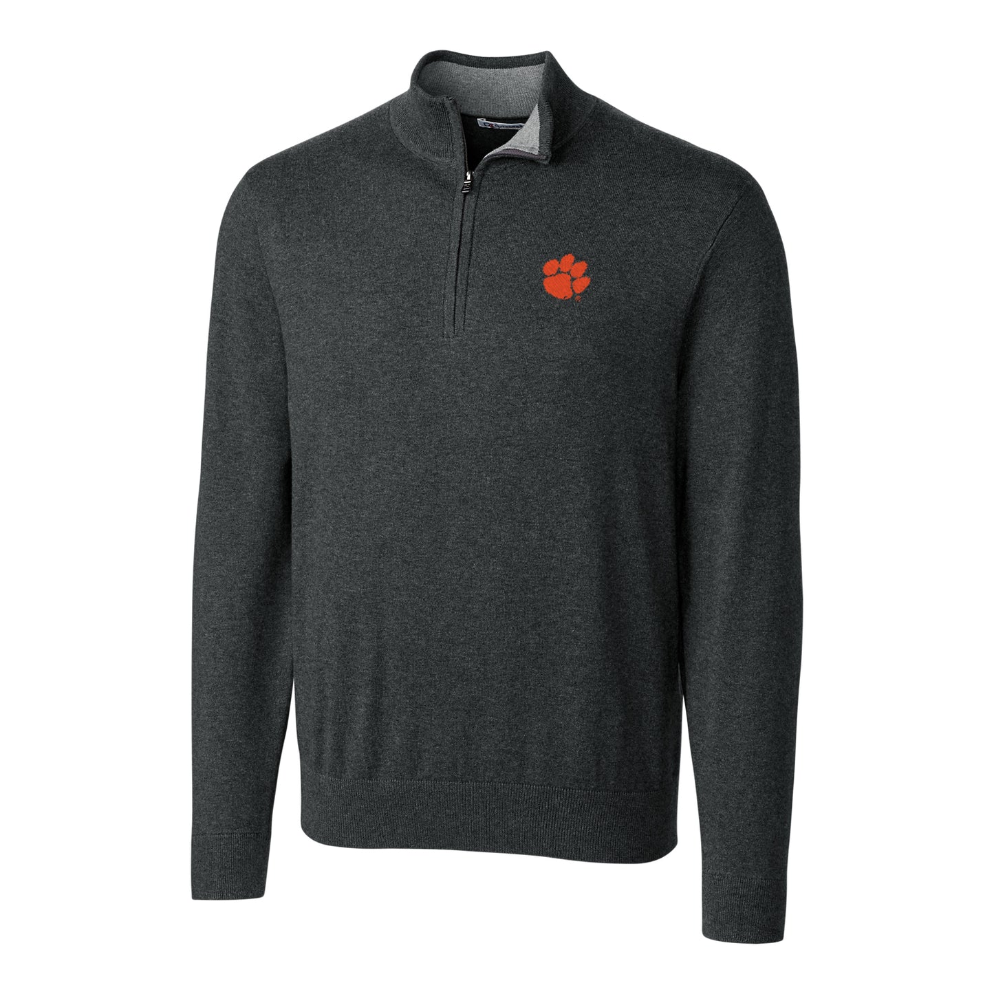 Men's Cutter & Buck Heather Charcoal Clemson Tigers Big & Tall Lakemont Half-Zip Jacket