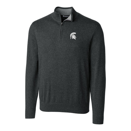 Men's Cutter & Buck Heather Charcoal Michigan State Spartans Big & Tall Lakemont Half-Zip Jacket