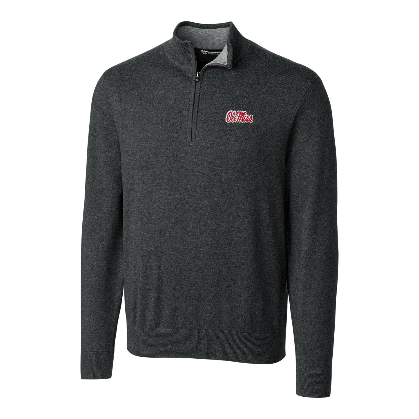Men's Cutter & Buck Heather Charcoal Ole Miss Rebels Big & Tall Lakemont Half-Zip Jacket