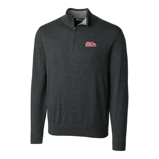Men's Cutter & Buck Heather Charcoal Ole Miss Rebels Big & Tall Lakemont Half-Zip Jacket