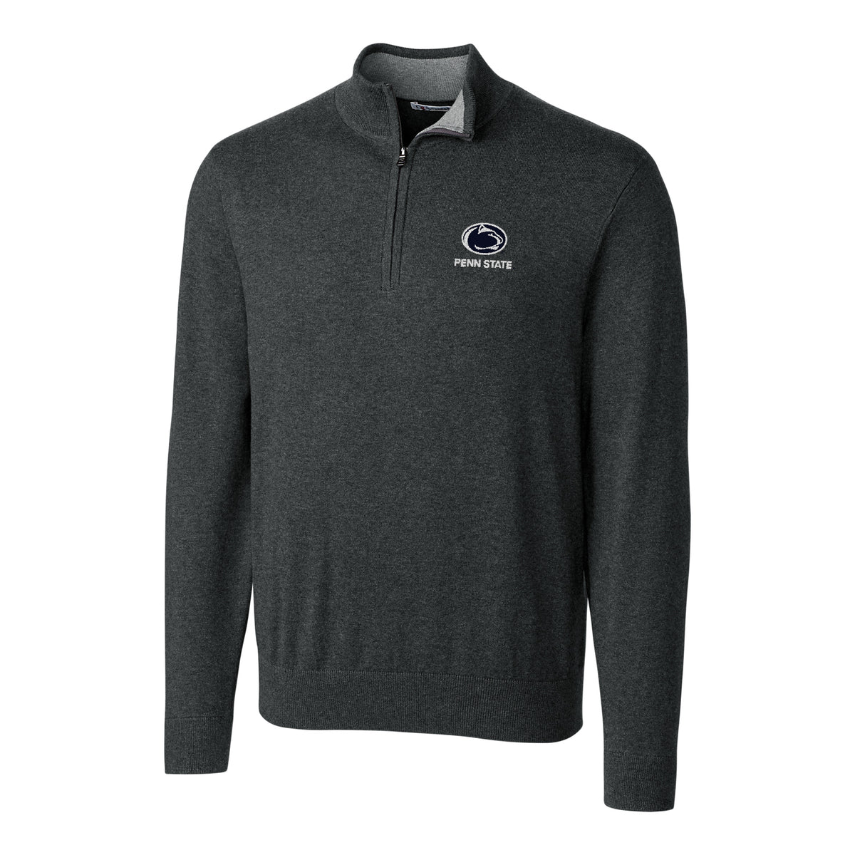 Men's Cutter & Buck Heather Charcoal Penn State Nittany Lions Big & Tall Lakemont Half-Zip Jacket