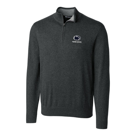 Men's Cutter & Buck Heather Charcoal Penn State Nittany Lions Big & Tall Lakemont Half-Zip Jacket