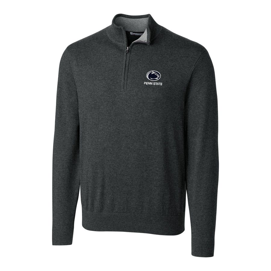 Men's Cutter & Buck Heather Charcoal Penn State Nittany Lions Big & Tall Lakemont Half-Zip Jacket