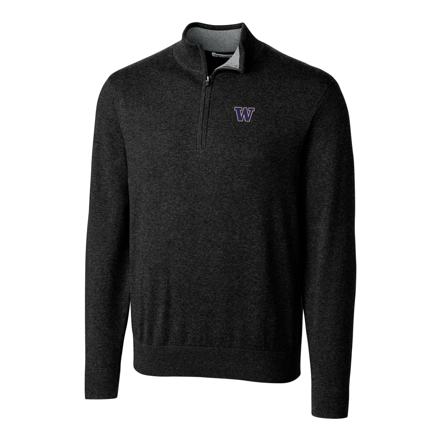 Men's Cutter & Buck Black Washington Huskies Big & Tall Lakemont Half-Zip Jacket