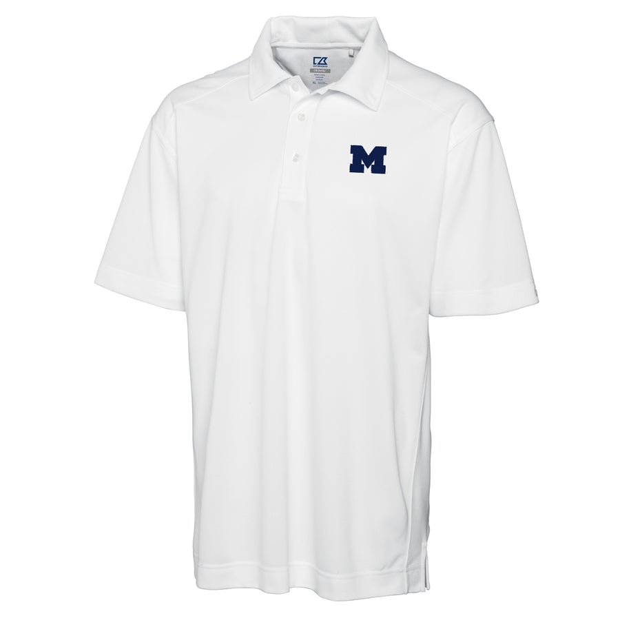 Men's Cutter & Buck White Michigan Wolverines Big & Tall DryTec Genre Polo