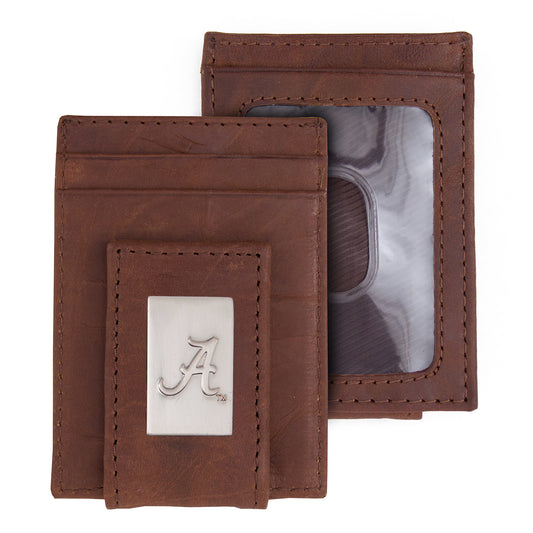 Brown Alabama Crimson Tide Leather Front Pocket Wallet