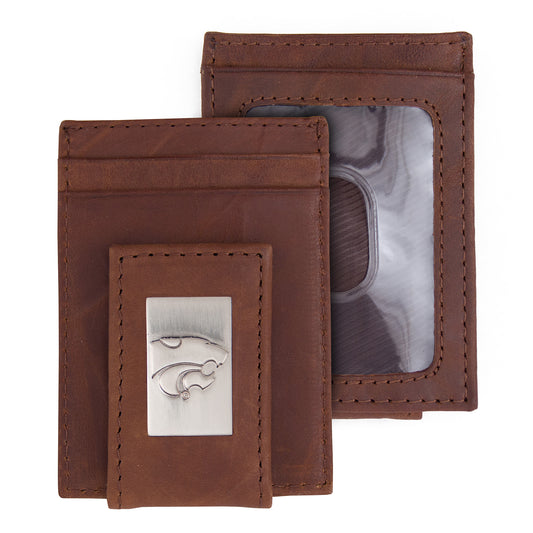 Brown Kansas State Wildcats Leather Front Pocket Wallet