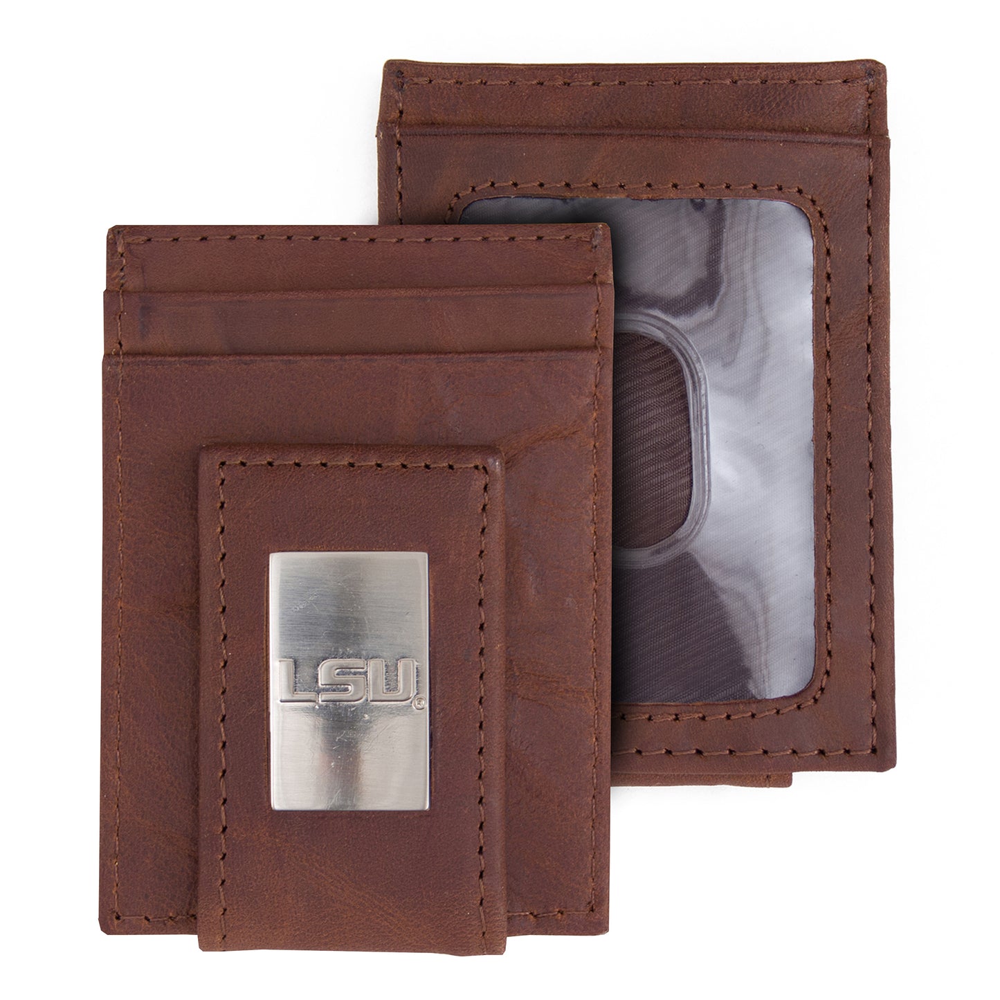 Brown LSU Tigers Leather Front Pocket Wallet