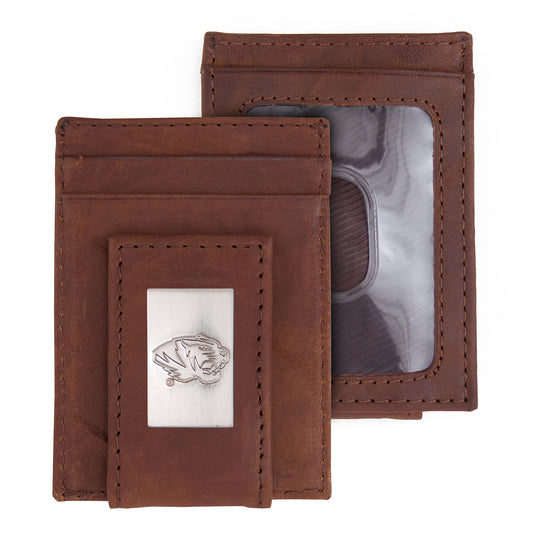 Brown Missouri Tigers Leather Front Pocket Wallet