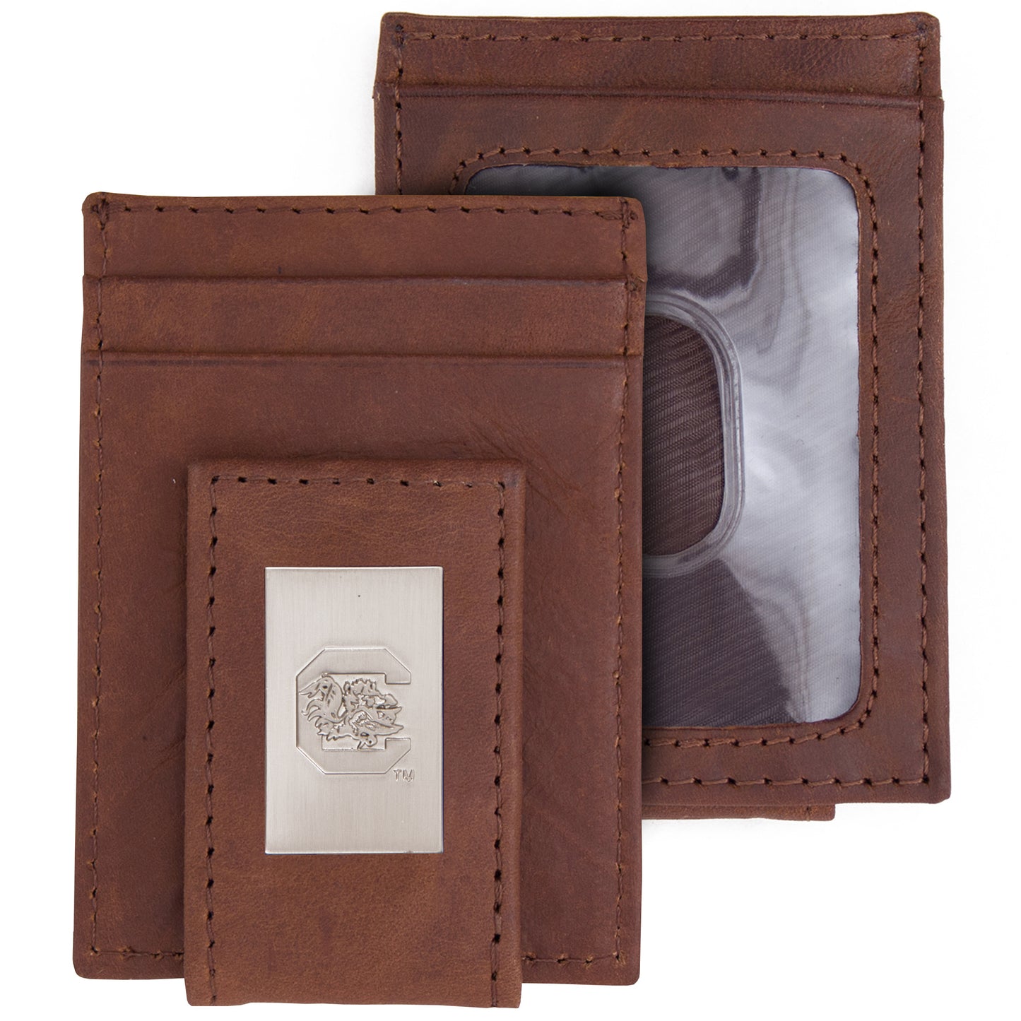 Brown South Carolina Gamecocks Leather Front Pocket Wallet