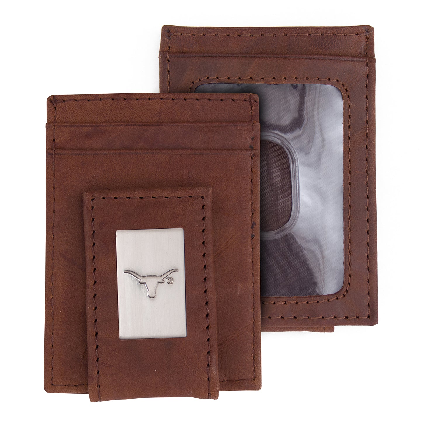 Brown Texas Longhorns Leather Front Pocket Wallet