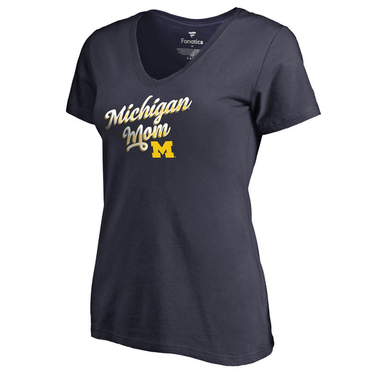 Women's Navy Michigan Wolverines Team Mom T-Shirt