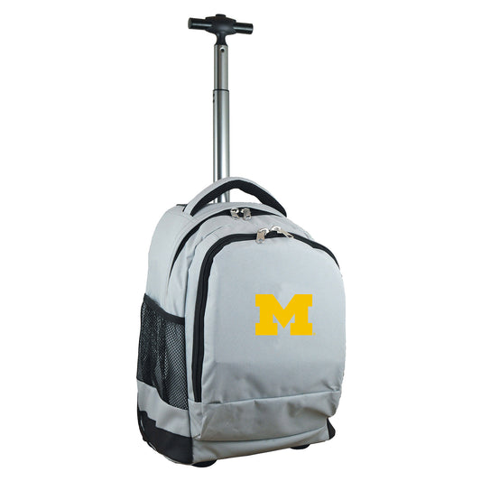 Gray Michigan Wolverines 19'' Premium Wheeled Backpack