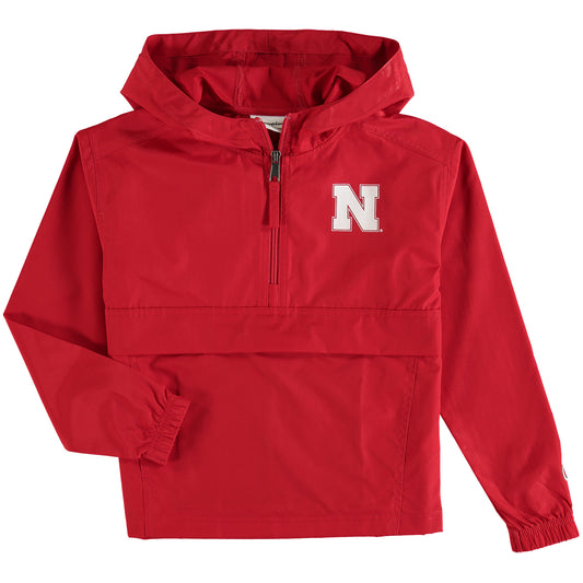 Youth Champion Scarlet Nebraska Huskers Pack & Go Quarter-Zip Windbreaker Jacket