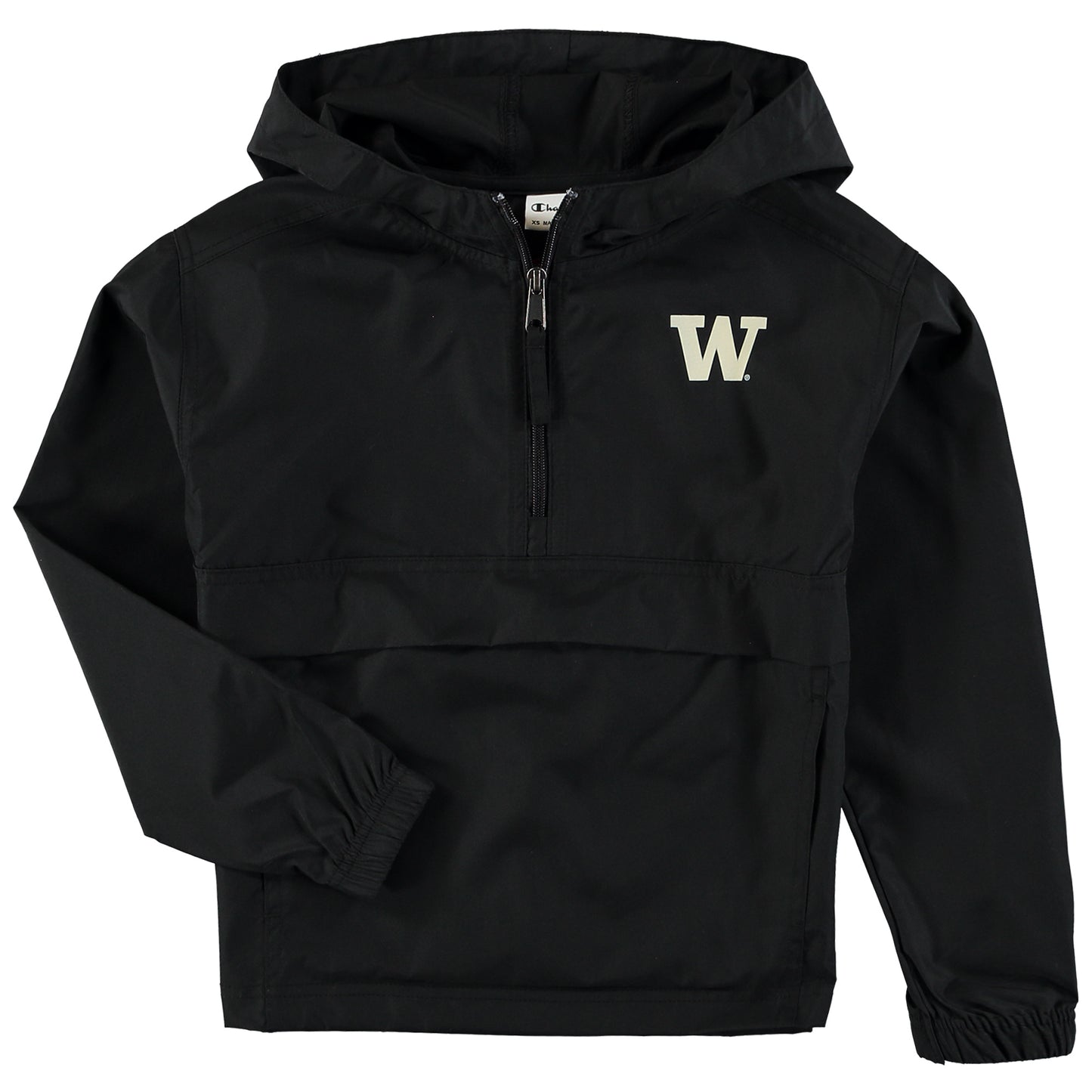 Youth Champion Black Washington Huskies Pack & Go Quarter-Zip Windbreaker Jacket