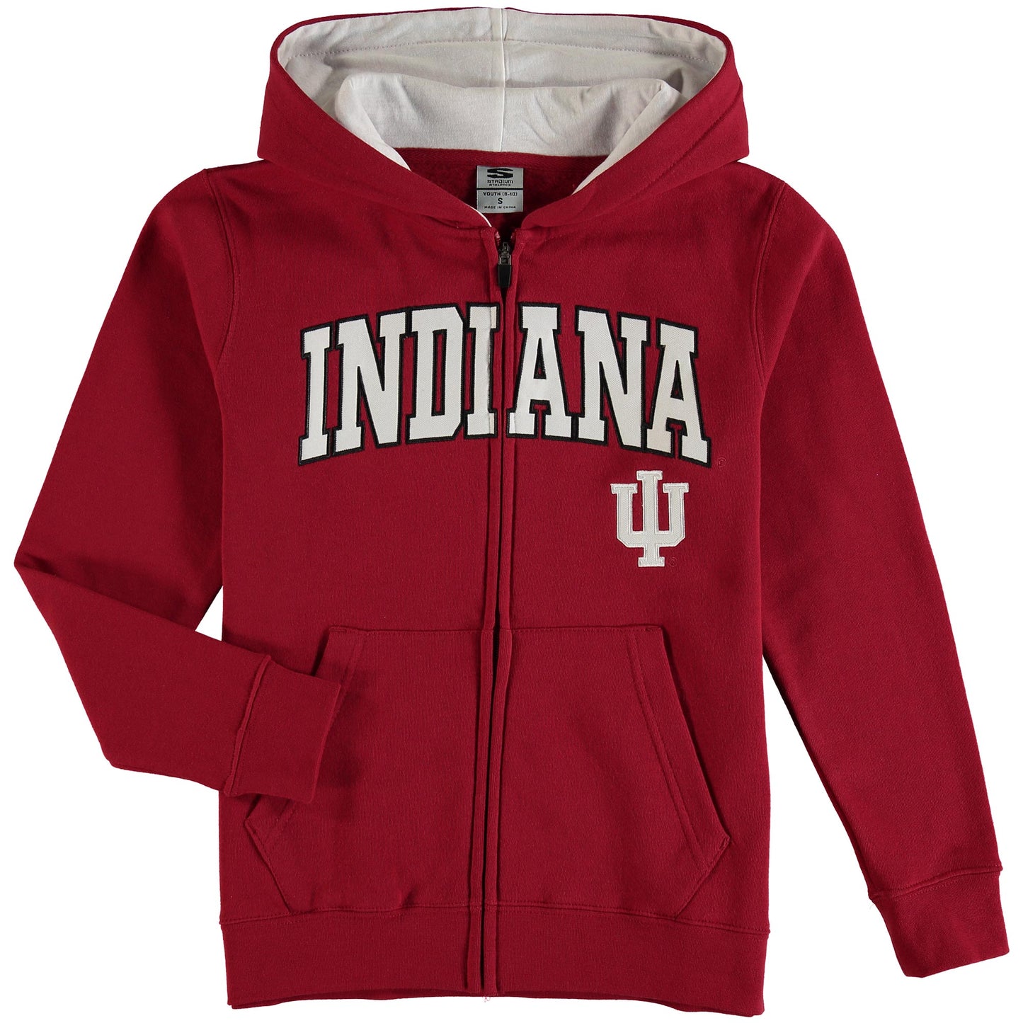 Youth Crimson Indiana Hoosiers Applique Arch & Logo Full-Zip Hoodie