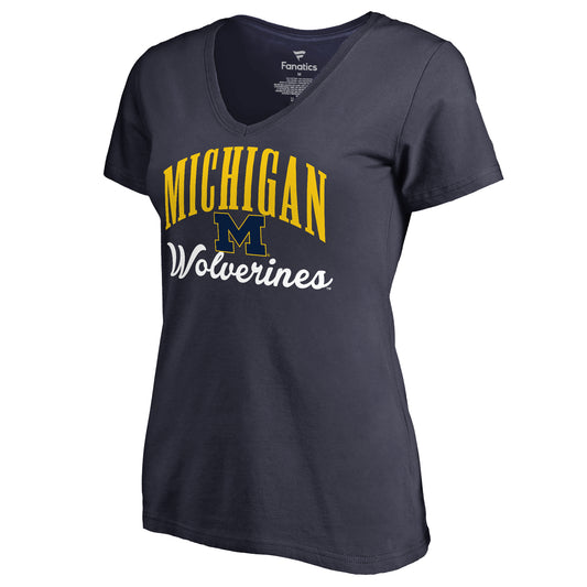 Women's Navy Michigan Wolverines Victory Script T-Shirt