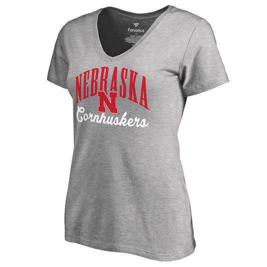 Women's Ash Nebraska Huskers Victory Script T-Shirt