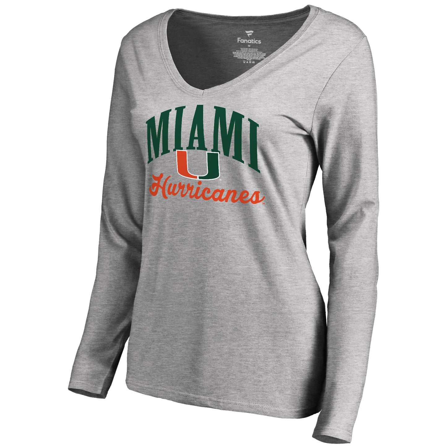 Women's Ash Miami Hurricanes Victory Script Long Sleeve T-Shirt