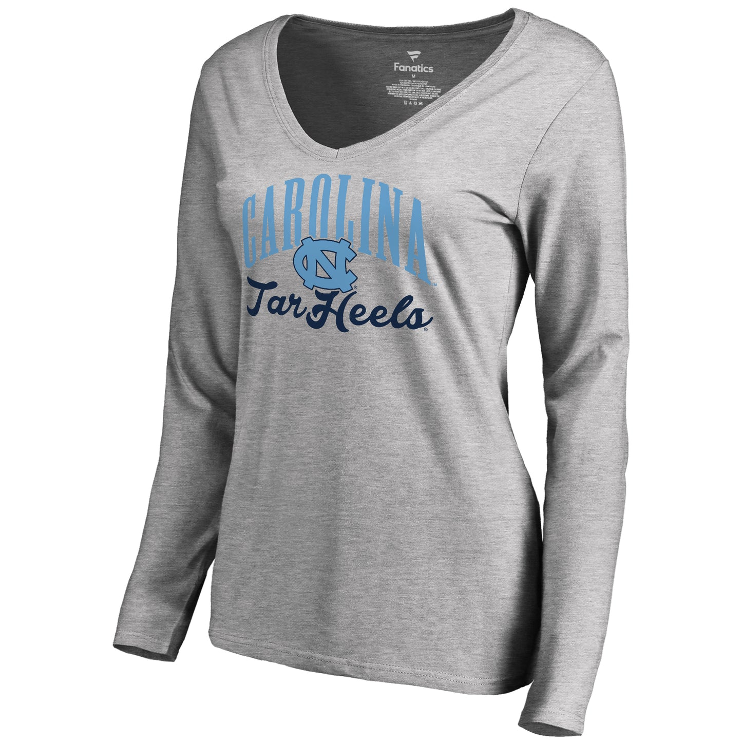 Women's Ash North Carolina Tar Heels Victory Script Long Sleeve T-Shirt