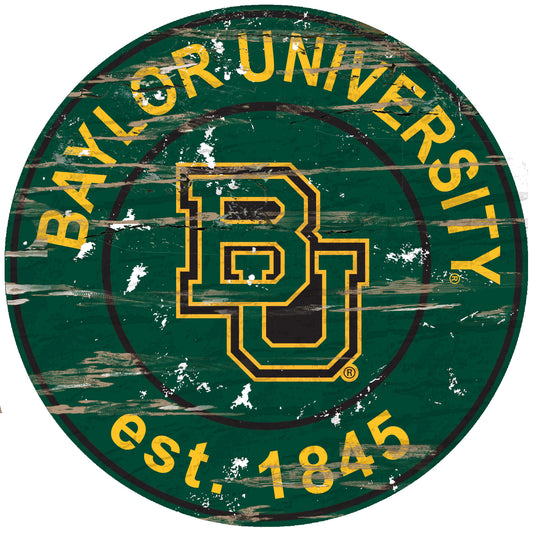 Baylor Bears 23.5" Distressed Round Sign