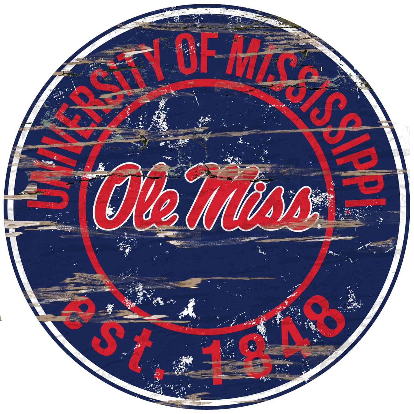 Ole Miss Rebels 23.5" Distressed Round Sign