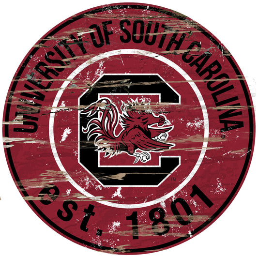 South Carolina Gamecocks 23.5" Distressed Round Sign